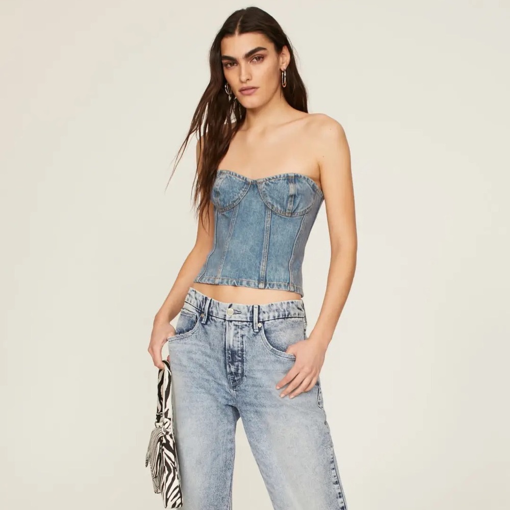 RONNY KOBO “SASHA” DENIM CORSET, SZ L - Picture 5 of 11